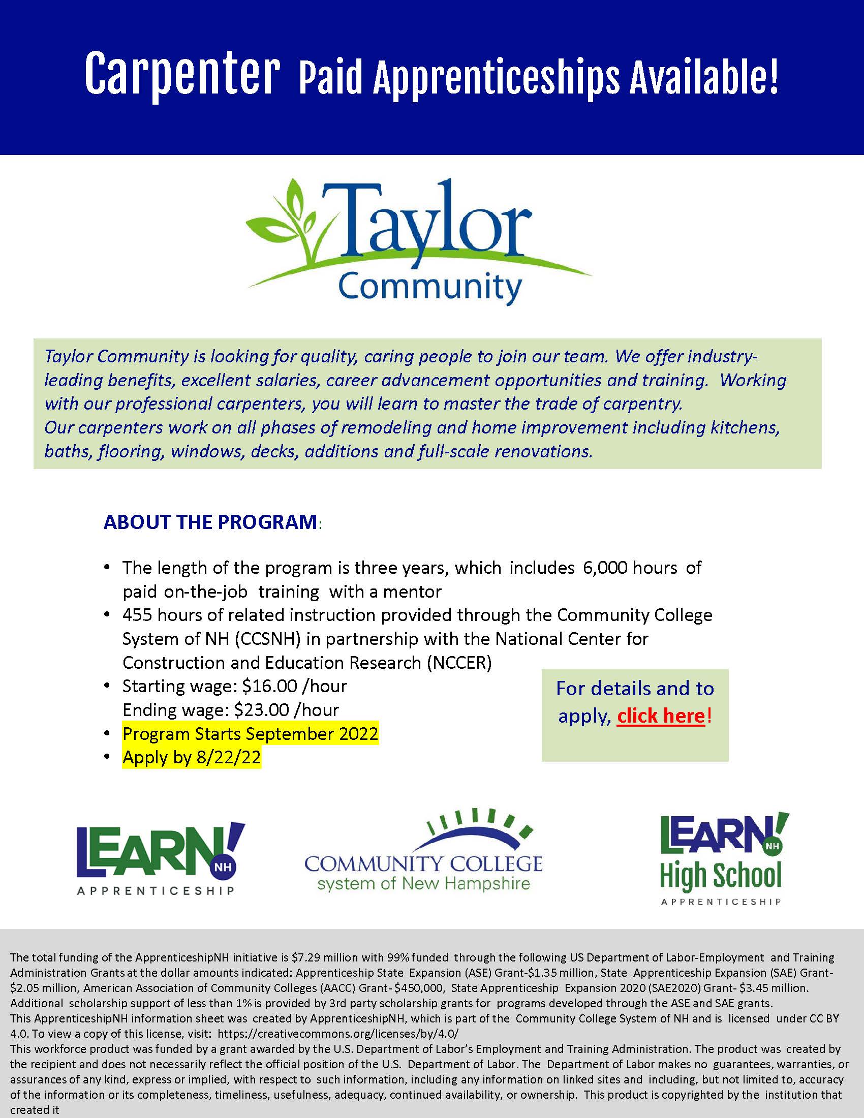 Taylor Community Apprenticeship